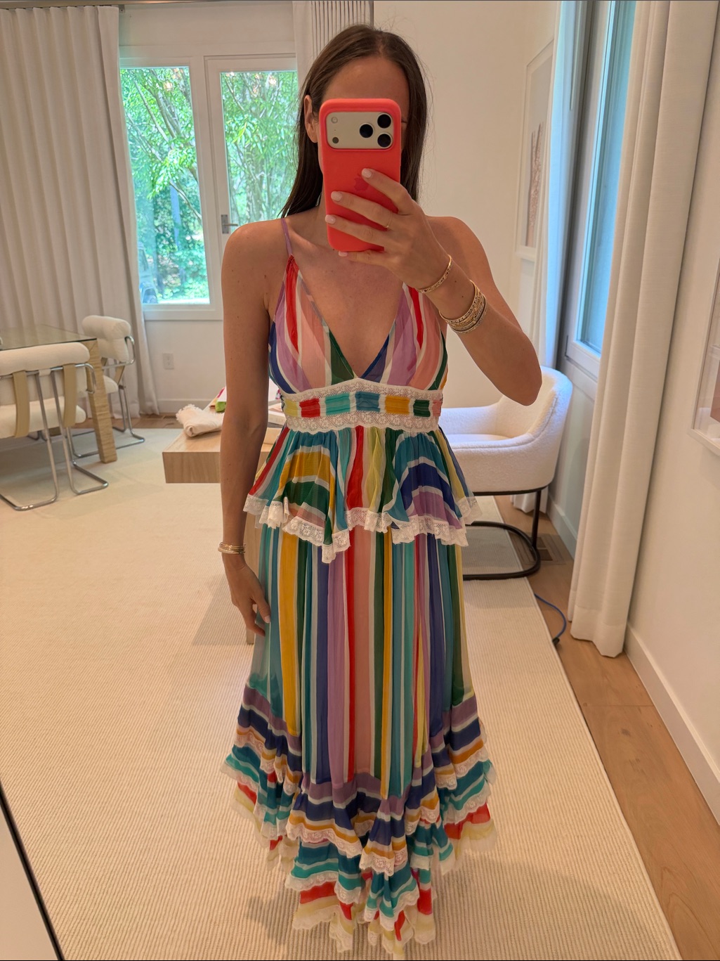 Colorful Rainbow Stripe Maxi Dress